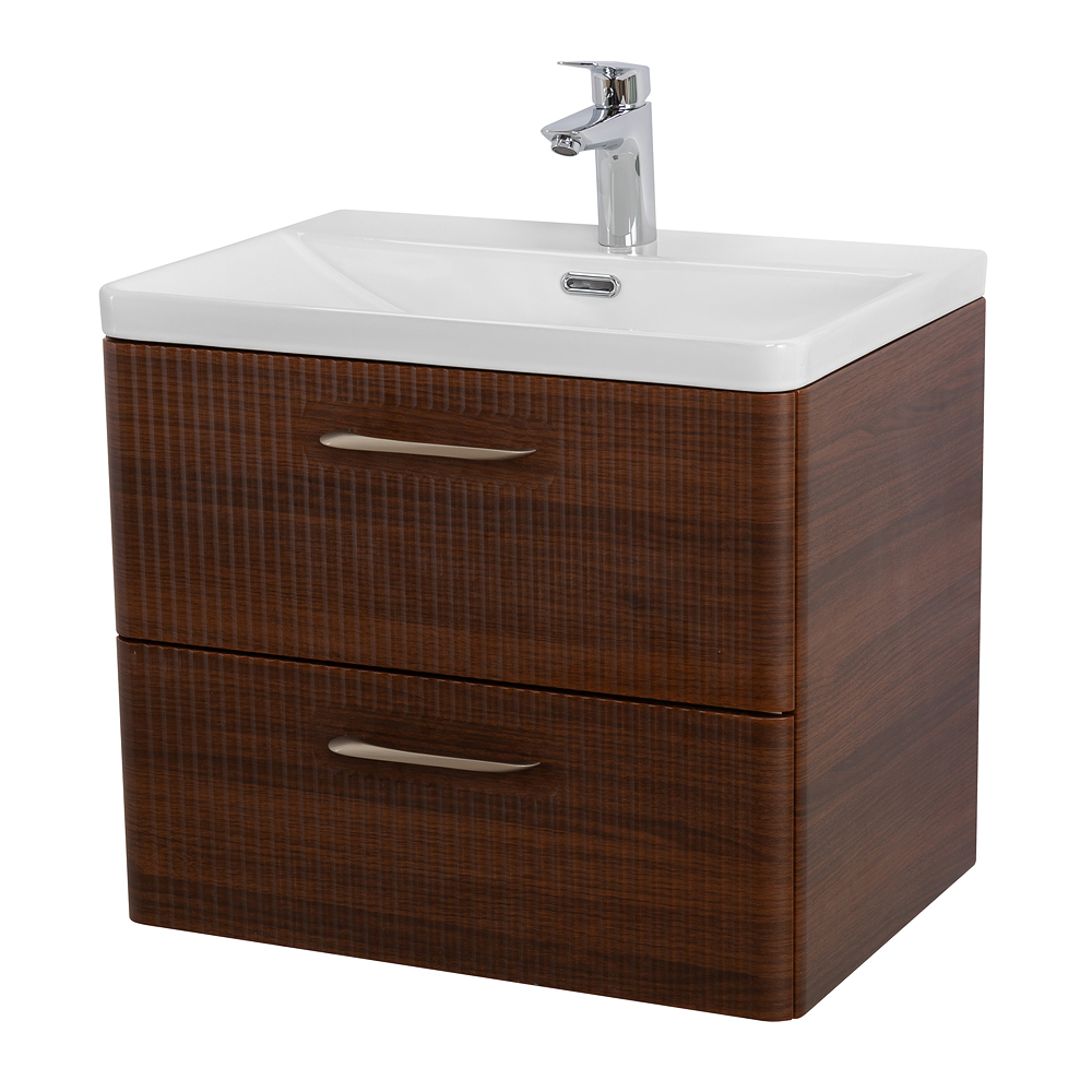 Подвесная тумба с раковиной Belbagno DUE 50 см Noce DUE-500-2C-SO-NOCE-P + BB-8076-3-50