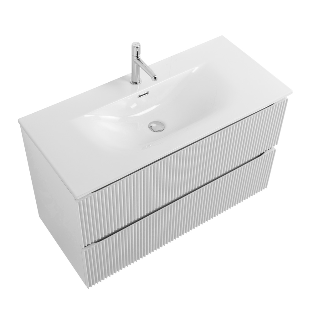 Тумба с раковиной подвесная BelBagno UNO-1000-2C-SO-BO Bianco Opaco, раковина белая BB-8099-100