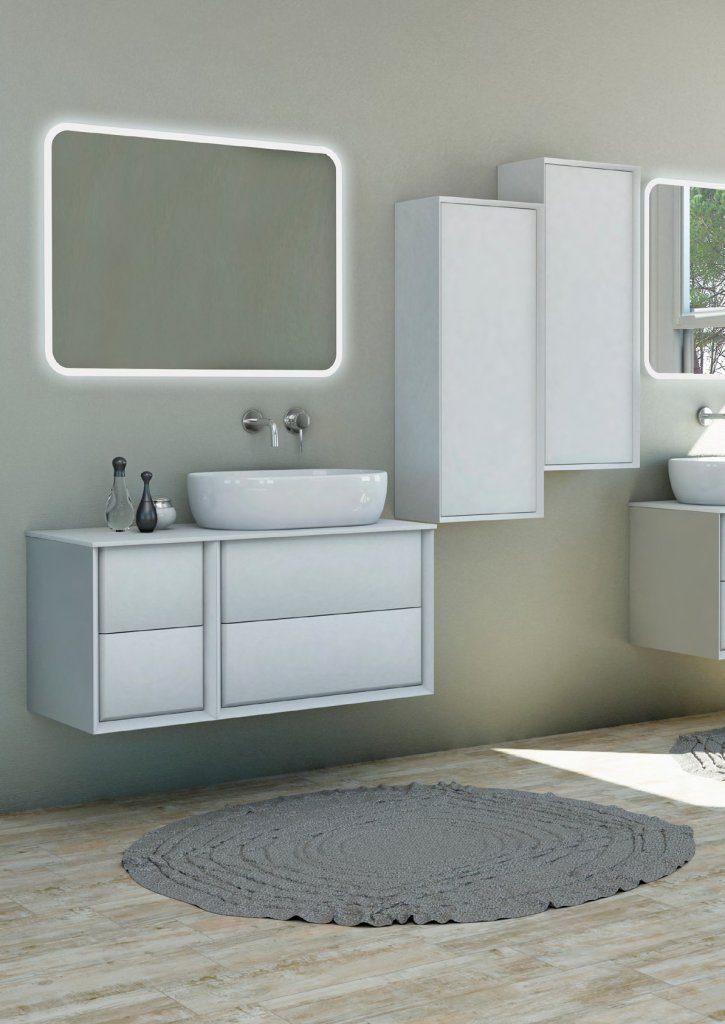 купить База под раковину с двумя выдвижными ящиками CEZARES BELLAGIO 54714 Bianco Opaco 70 см  