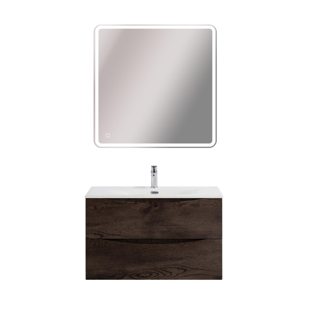Тумба с раковиной подвесная BelBagno MARINO-CER-N-800-2C-SO-RNG-P Rovere Nature Grigio, раковина белая BB-8099-80