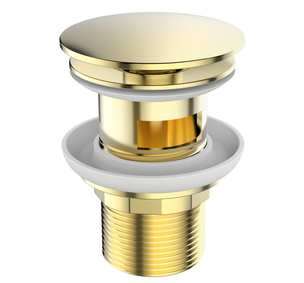Донный клапан BelBagno с системой Клик-клак с переливом, золото BB-SAT-ORO