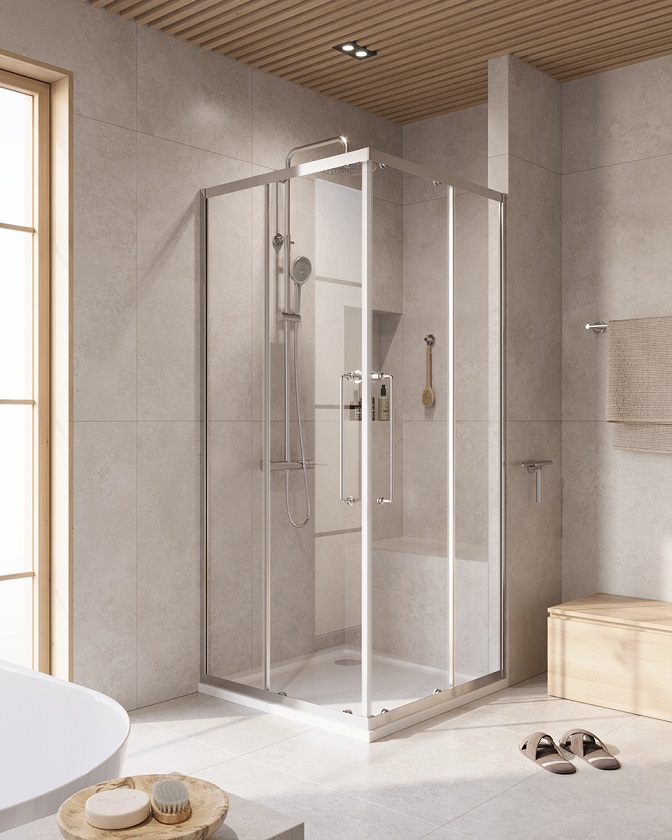 Душевой уголок Cezares RELAX-304-A-2-100-C-CR, 100х100х200, профиль хром, стекло прозрачное