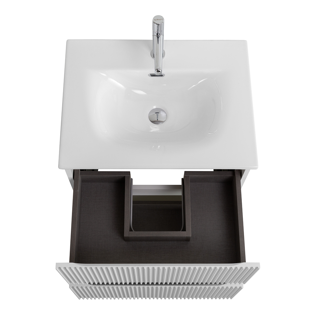 Тумба с раковиной подвесная BelBagno UNO-600-2C-SO-BO Bianco Opaco, раковина белая BB-8099-60