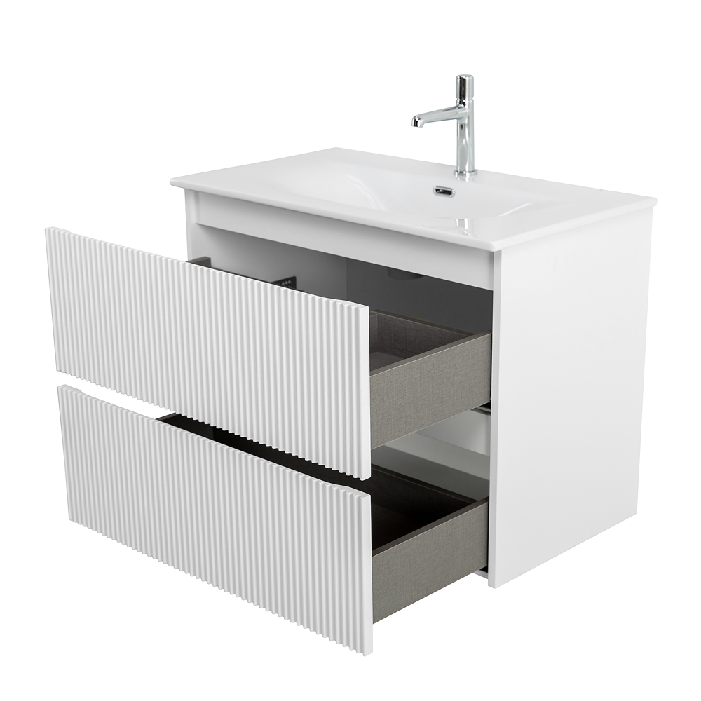 Тумба с раковиной подвесная BelBagno UNO-MINI-800-2C-SO-BO Bianco Opaco, раковина белая BB-8099-3-80