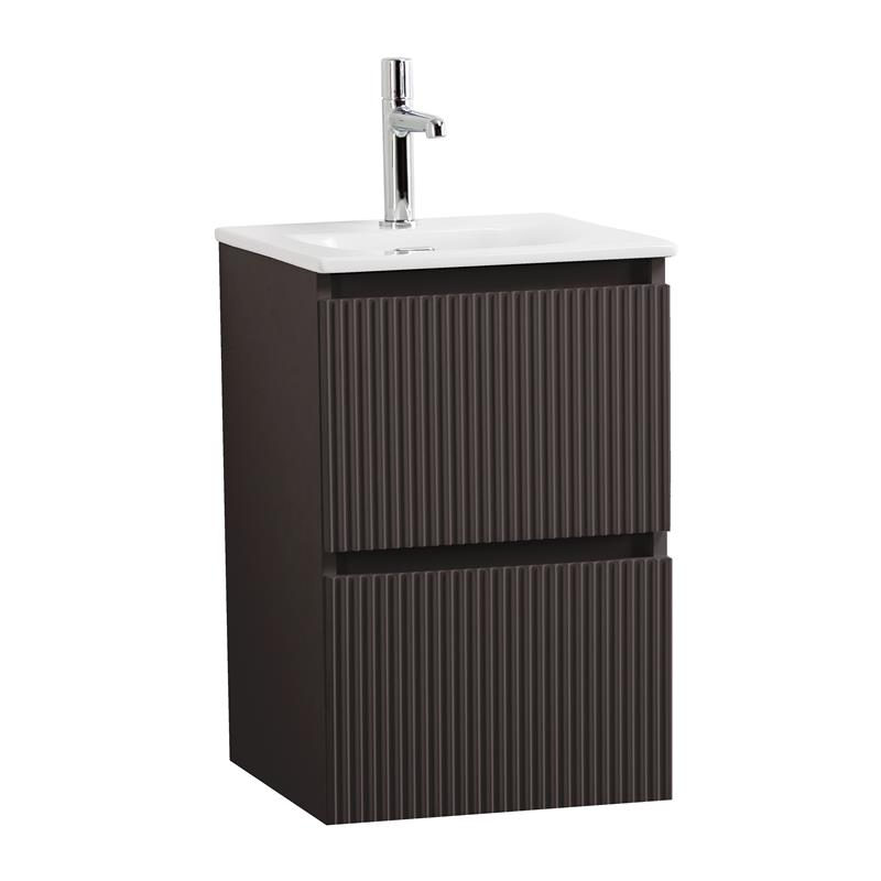 Тумба с раковиной подвесная BelBagno UNO-MINI-400-2C-SO-GSO Темно-Серый матовый, раковина белая BB-8099-3-40
