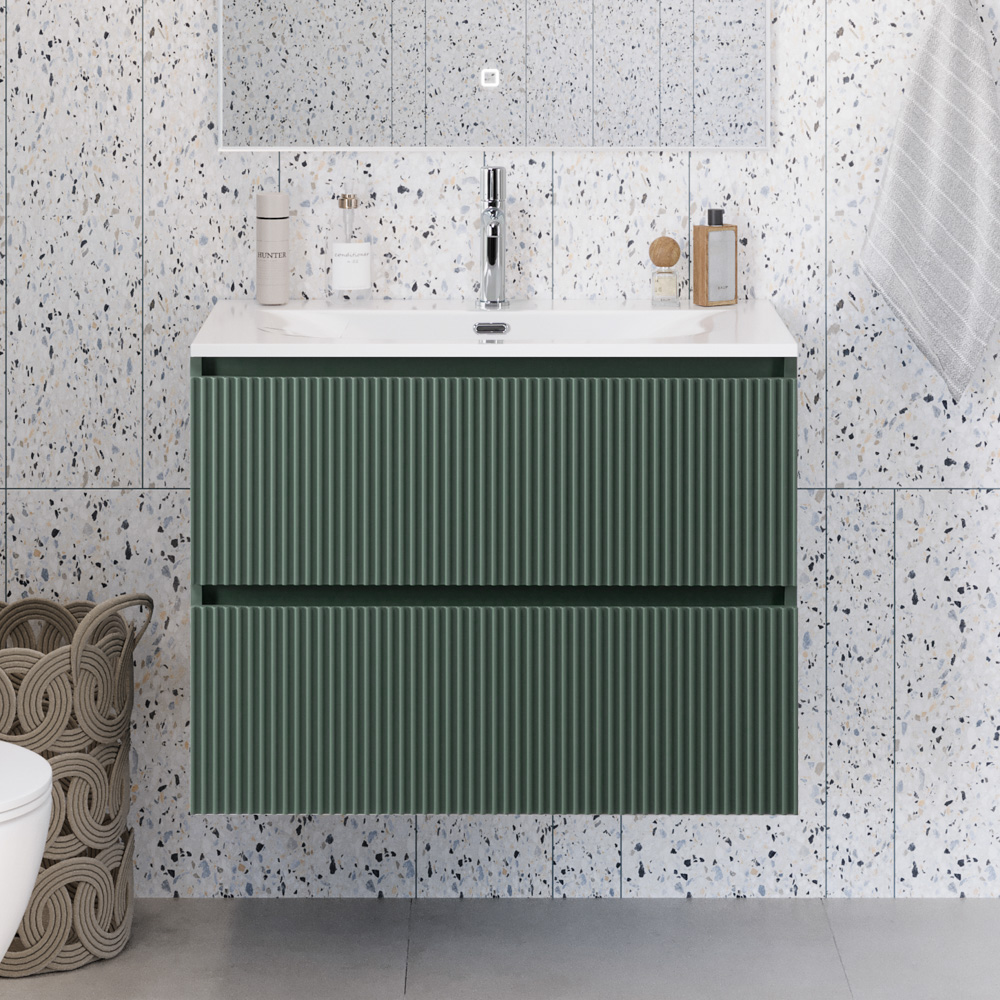 Тумба с раковиной подвесная BelBagno UNO-MINI-800-2C-SO-VO Еловый матовый, раковина белая BB-8099-3-80