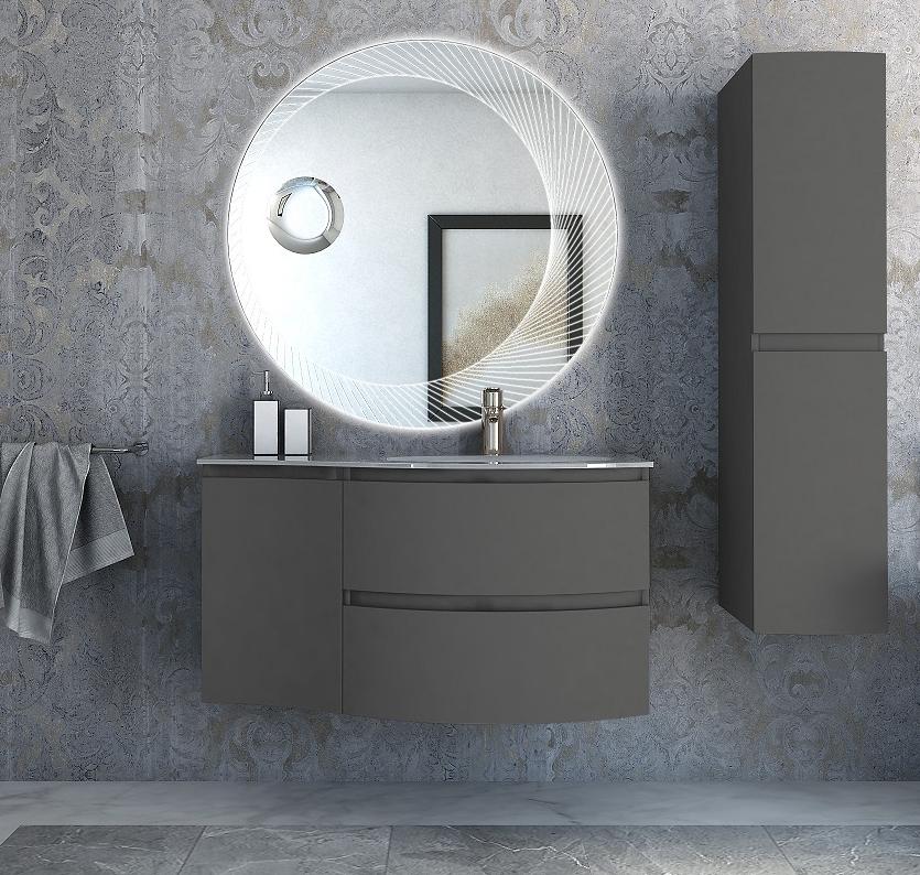 Мебель для ванной чаша справа Cezares VAGUE 104 Grigio Talpa Opaco 54905+54907