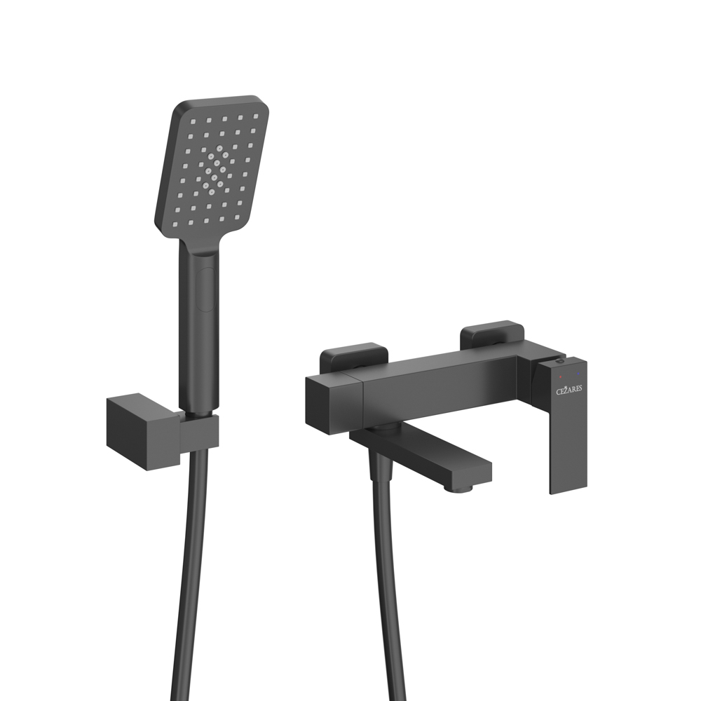 Смеситель CEZARES SLIDER-VD-NOP для ванны и душа с поворотным изливом, с ручным душем, шлангом и держателем
