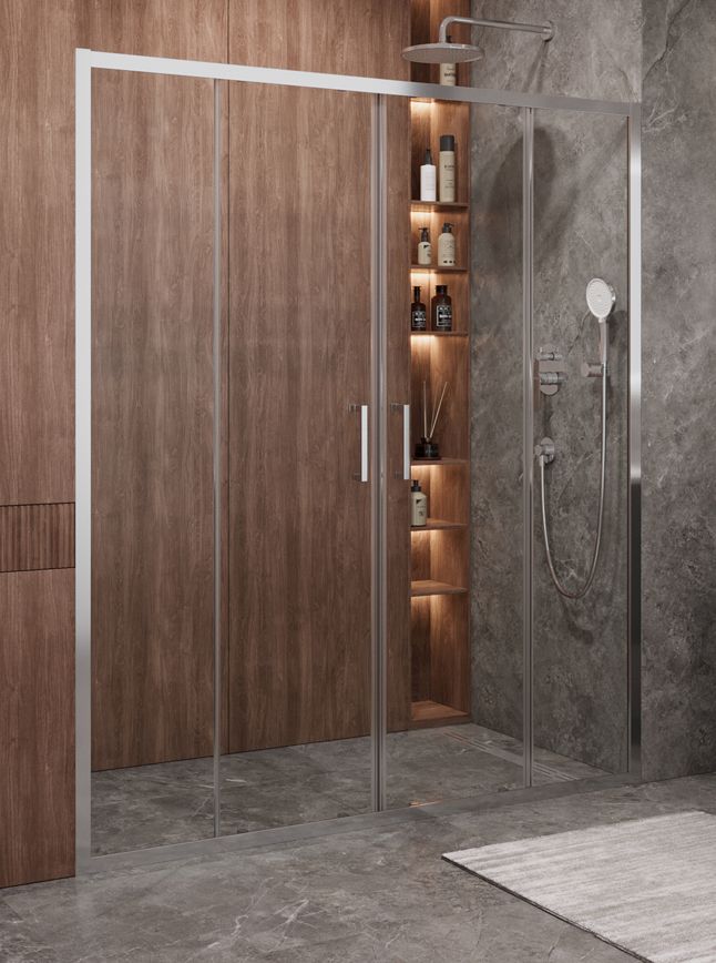купить Дверь в проём Cezares MOLVENO-BF-2-180-C-Cr-IV, 180х195, профиль хром, стекло прозрачное 