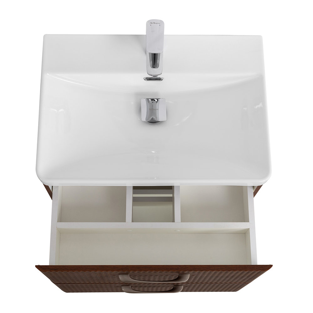 Подвесная тумба с раковиной Belbagno DUE 50 см Noce DUE-500-2C-SO-NOCE-P + BB-8076-3-50