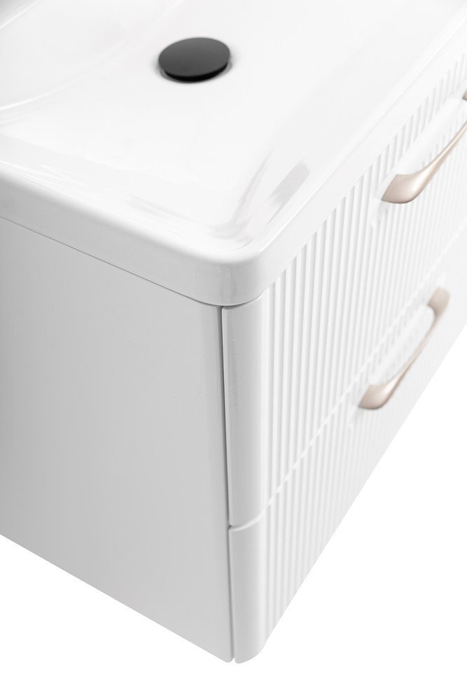 Подвесная тумба с раковиной Belbagno DUE 60 см., Bianco Lucido, DUE-600-2C-SO-BL-P + BB-8076-3-60