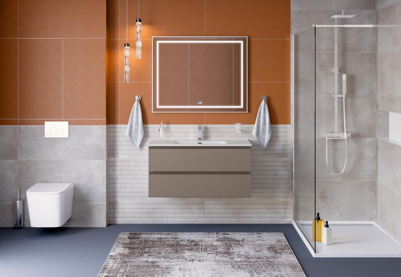 Тумба с раковиной подвесная BelBagno KRAFT-1000-2C-SO-CO Бежевый матовый, раковина белая BB1000ETL