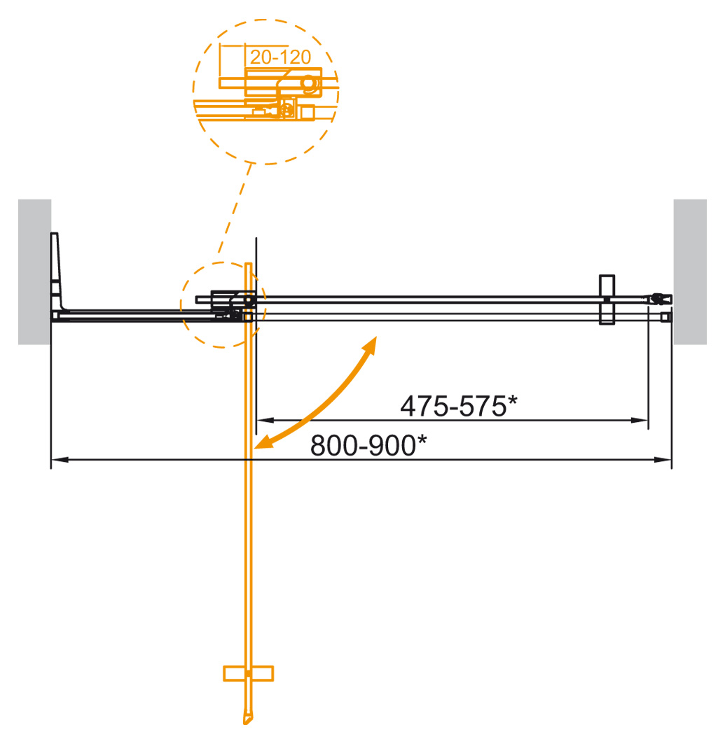 Душевая дверь в нишу CEZARES SLIDER-B-1-80/90-GRIGIO-BORO