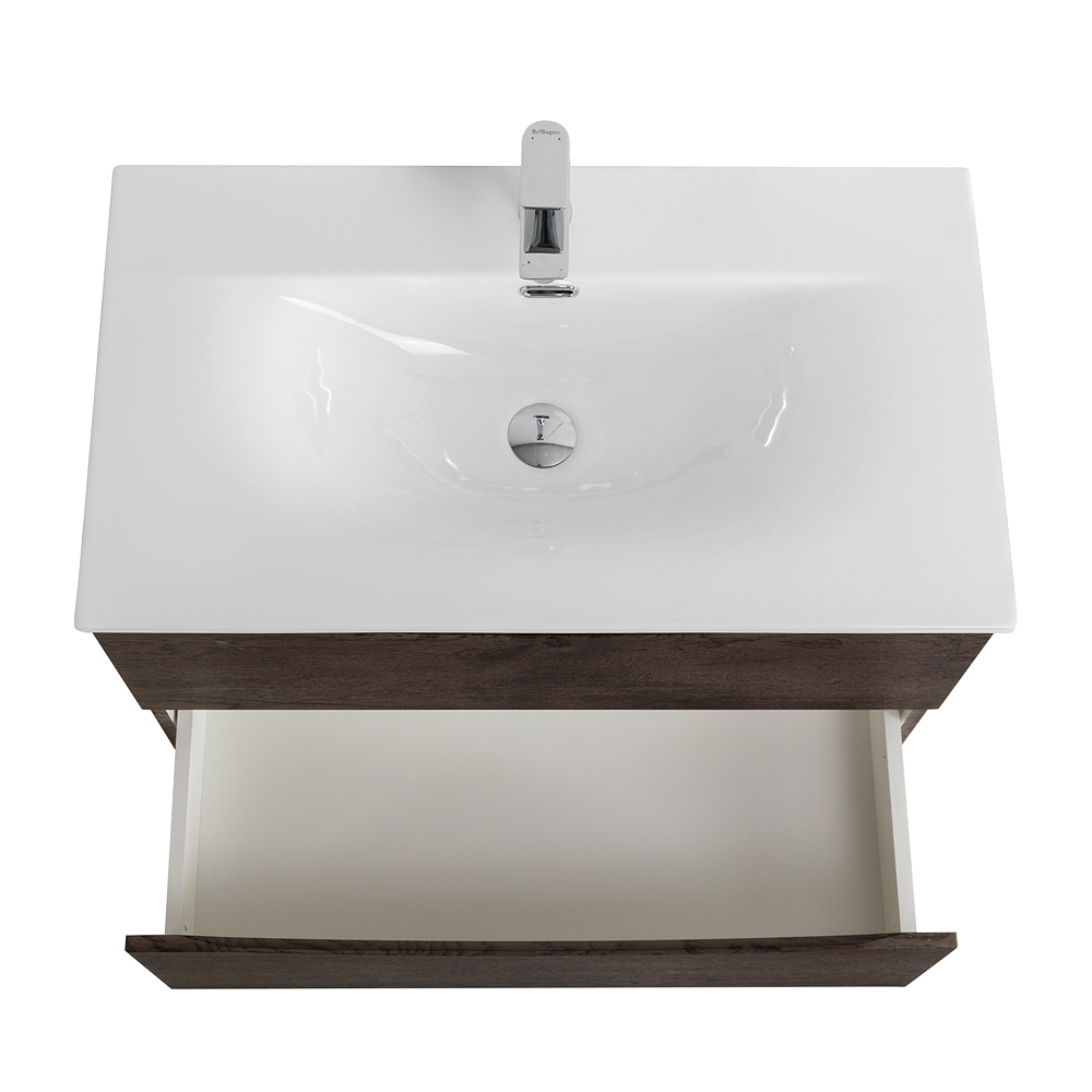 Тумба с раковиной подвесная BelBagno MARINO-CER-N-800-2C-SO-RNG-P Rovere Nature Grigio, раковина белая BB-8099-80