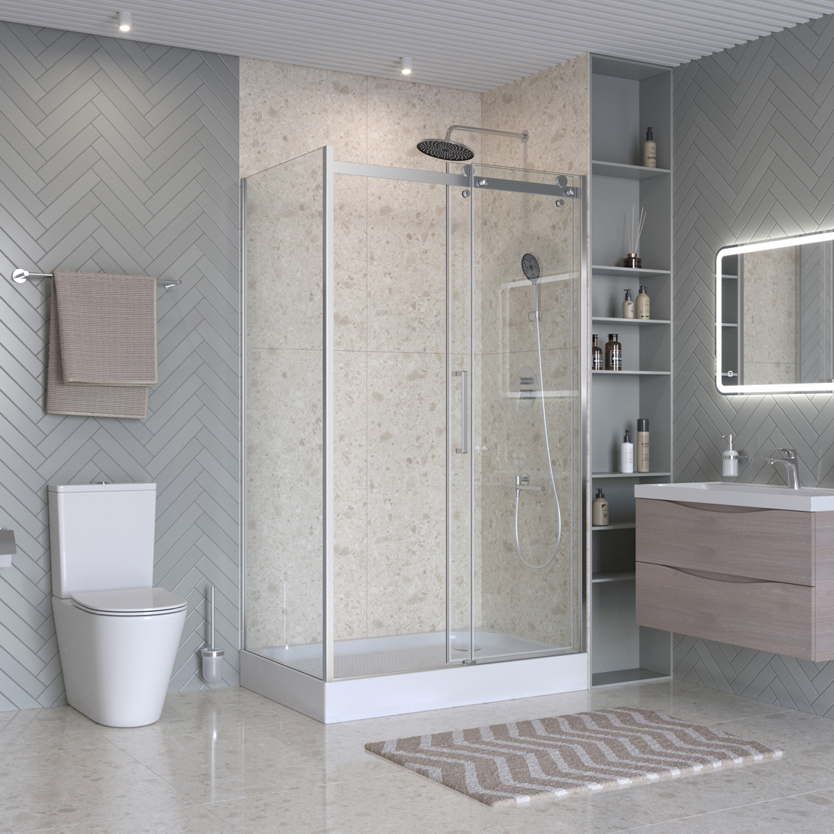 Душевой уголок BelBagno MARINO-2-AH-1-130/100-C-CR 130х100см профиль хром, стекло прозрачное