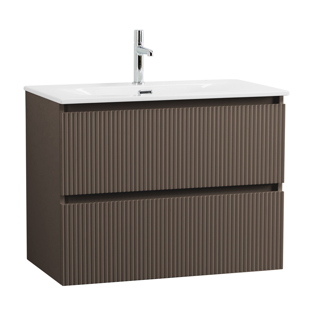 Тумба с раковиной подвесная BelBagno UNO-800-2C-SO-СO Бежевый матовый, раковина белая BB-8099-80