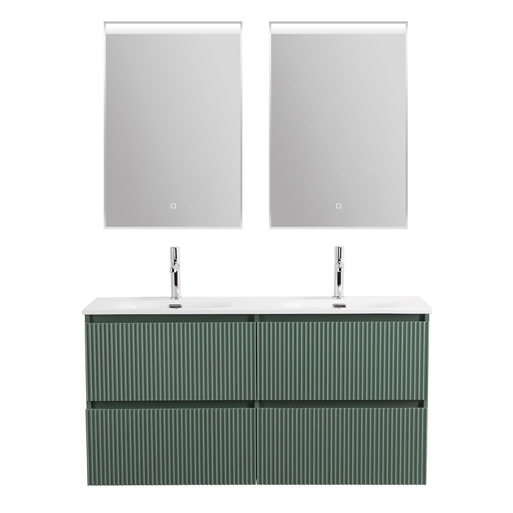 Тумба с раковиной подвесная BelBagno UNO-1200-4C-SO-VO Еловый матовый, раковина белая BB-8099-120-2 с 2-я чашами