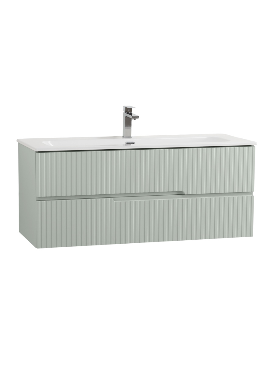 Тумба подвесная CEZARES DUET-N-1200-2C-SO-VPR-P с раковиной CZR-8073-120, зеленый жемчужный