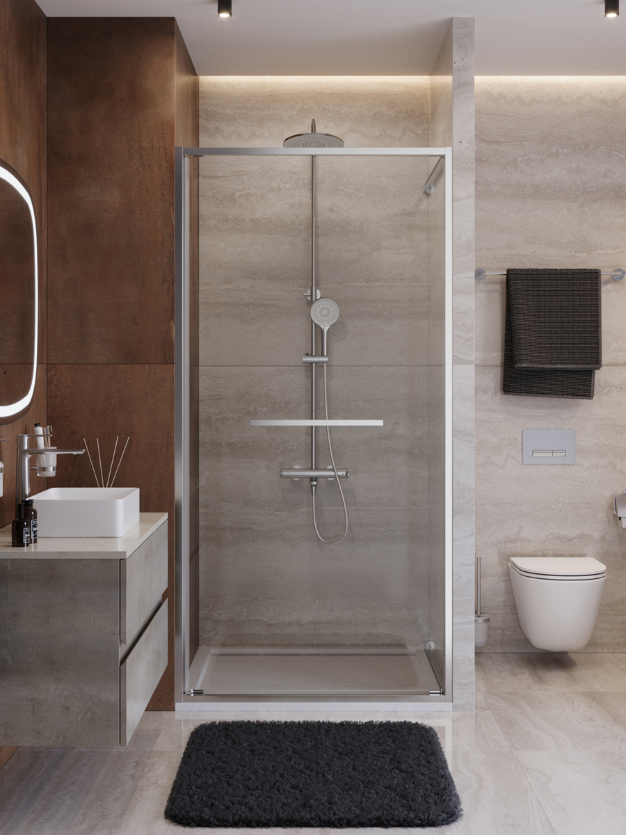 купить Душевая дверь Cezares LUX-B-FS-1-100-C-CR, 100х195, профиль хром, стекло прозрачное 