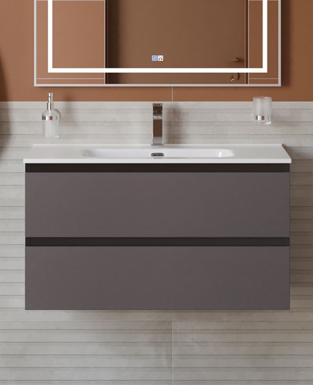 купить Тумба с раковиной подвесная BelBagno KRAFT-1000-2C-SO-GSO Темно-Серый матовый, раковина белая BB1000ETL 