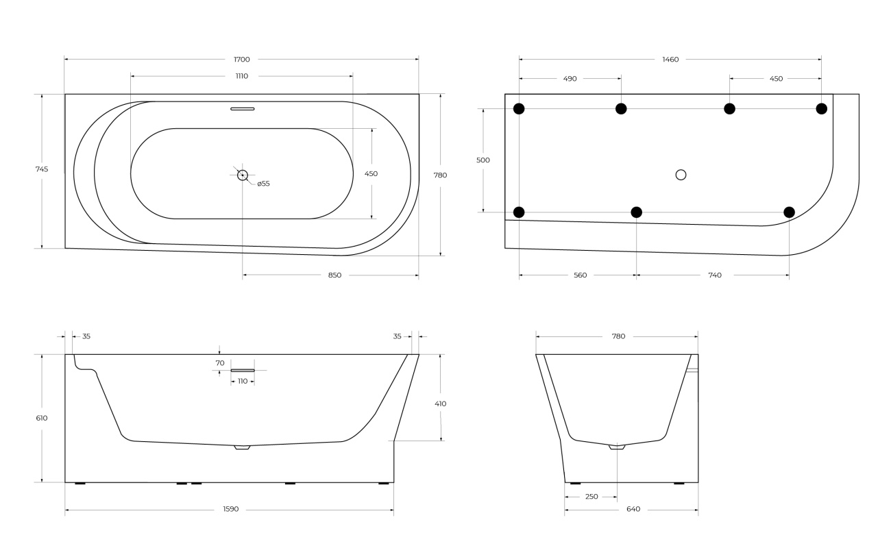 Ванна акриловая BelBagno BB410-1700-780-L