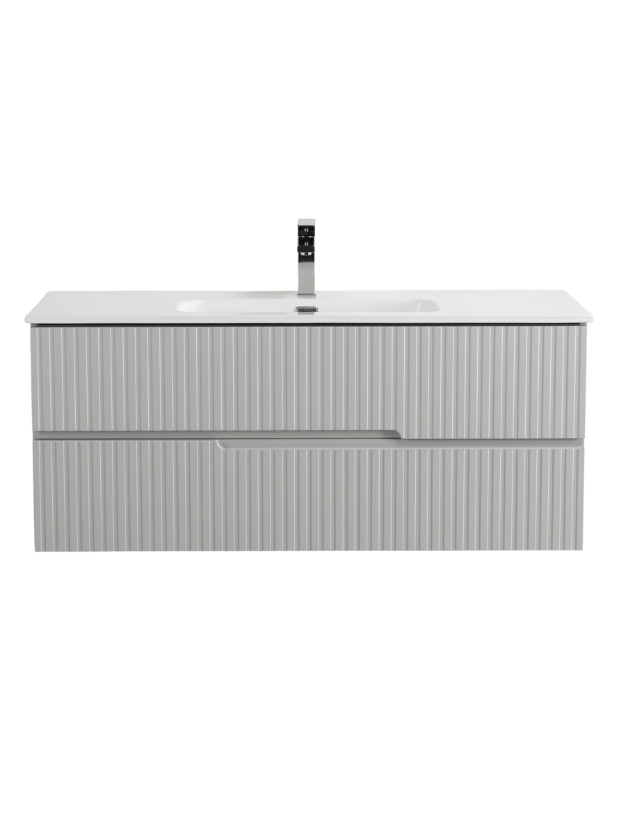 Тумба подвесная CEZARES DUET-N-1200-2C-SO-GPR-P с раковиной CZR-8095-120, серый жемчужный