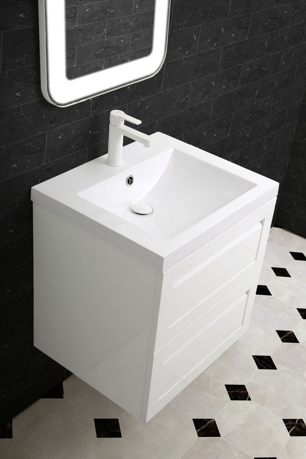 Мебель для ванной комнаты подвесная ART&MAX PLATINO 60 см Белый Глянцевый