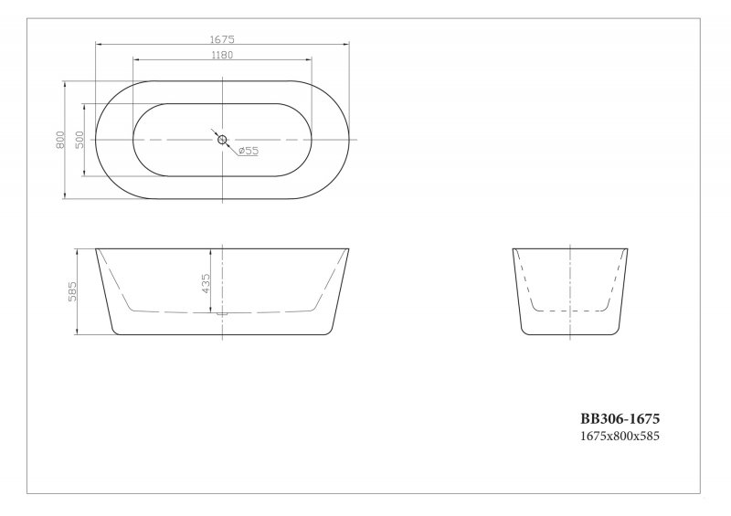Ванна акриловая отдельностоящая BelBagno BB306-1675