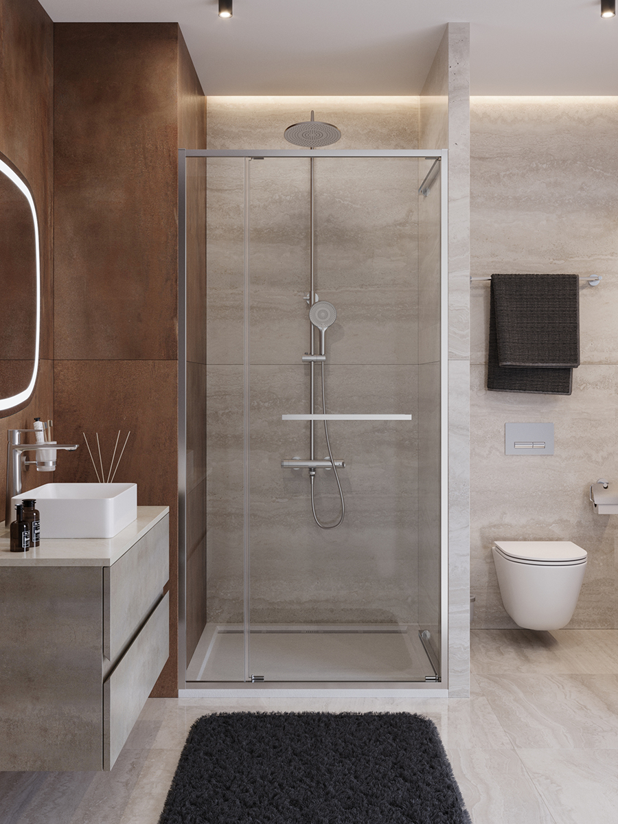 купить Душевая дверь Cezares LUX-B-FS-11-100-C-CR, 100х195, профиль хром, стекло прозрачное 