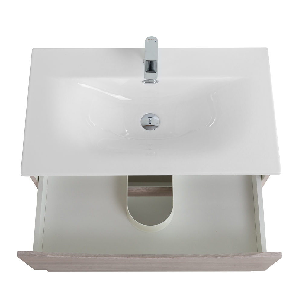 Тумба с раковиной подвесная BelBagno MARINO-CER-N-900-2C-SO-RG-P Rovere Grigio, раковина белая BB-8099-90