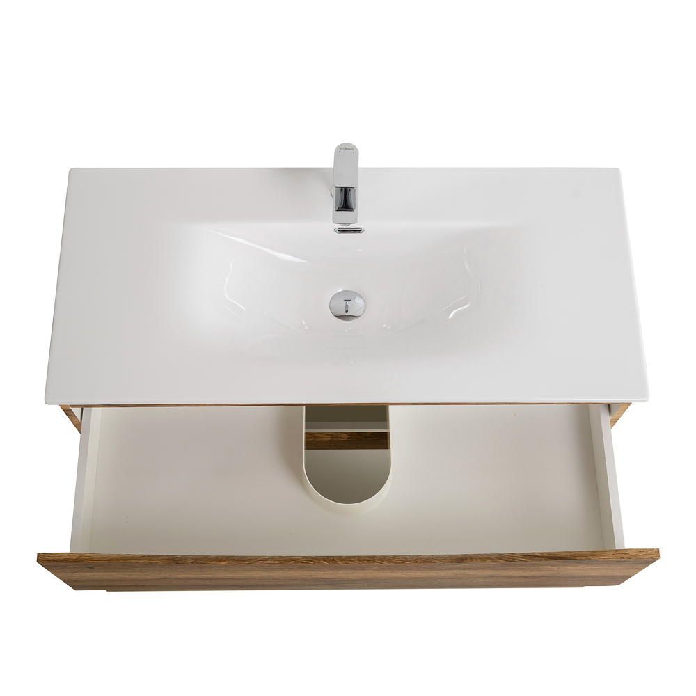 Тумба с раковиной подвесная BelBagno MARINO-CER-N-1000-2C-SO-RR-P Rovere Rustico, раковина белая BB-8099-100