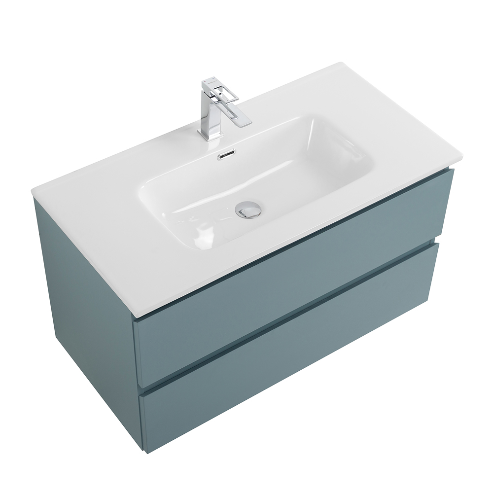 Тумба с раковиной подвесная BelBagno KRAFT-800-2C-SO-AO Голубой матовый, раковина белая BB800ETL