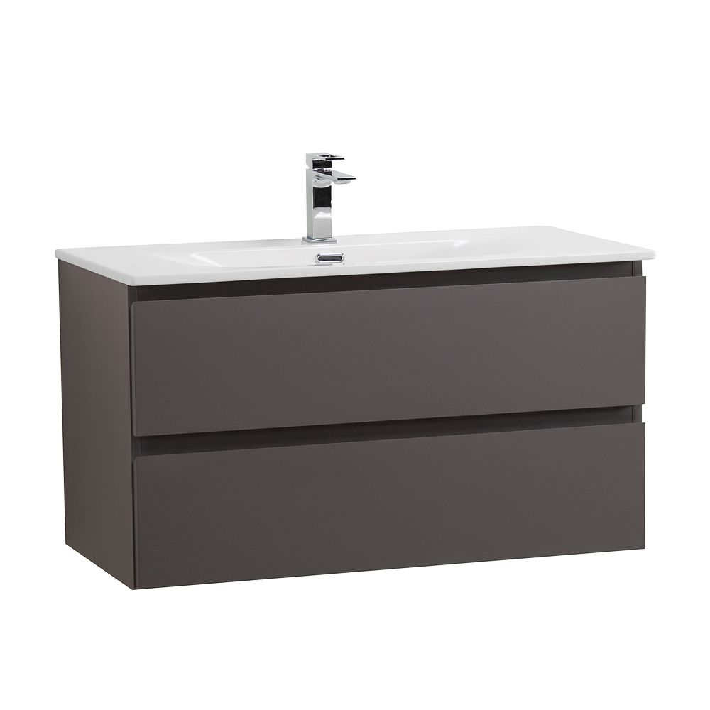 Тумба с раковиной подвесная BelBagno KRAFT-800-2C-SO-GSO Темно-Серый матовый, раковина белая BB-8099-80