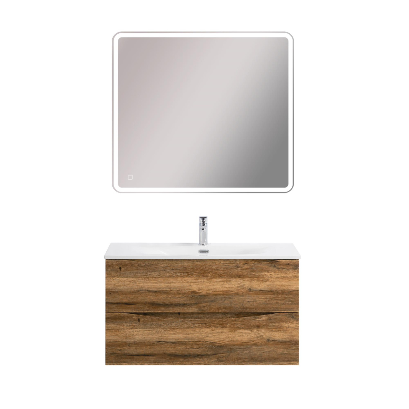Тумба с раковиной подвесная BelBagno MARINO-CER-MINI-900-2C-SO-RR-P Rovere Rustico, раковина белая BB-8099-3-90