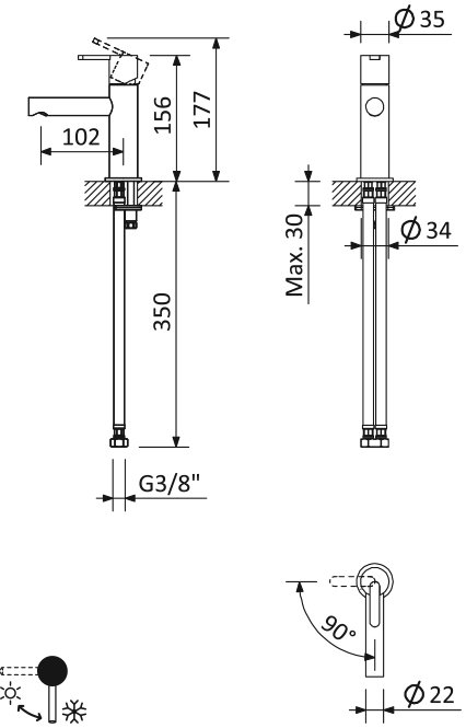 Cмеситель для раковины CEZARES LEAF-LSM1-SS