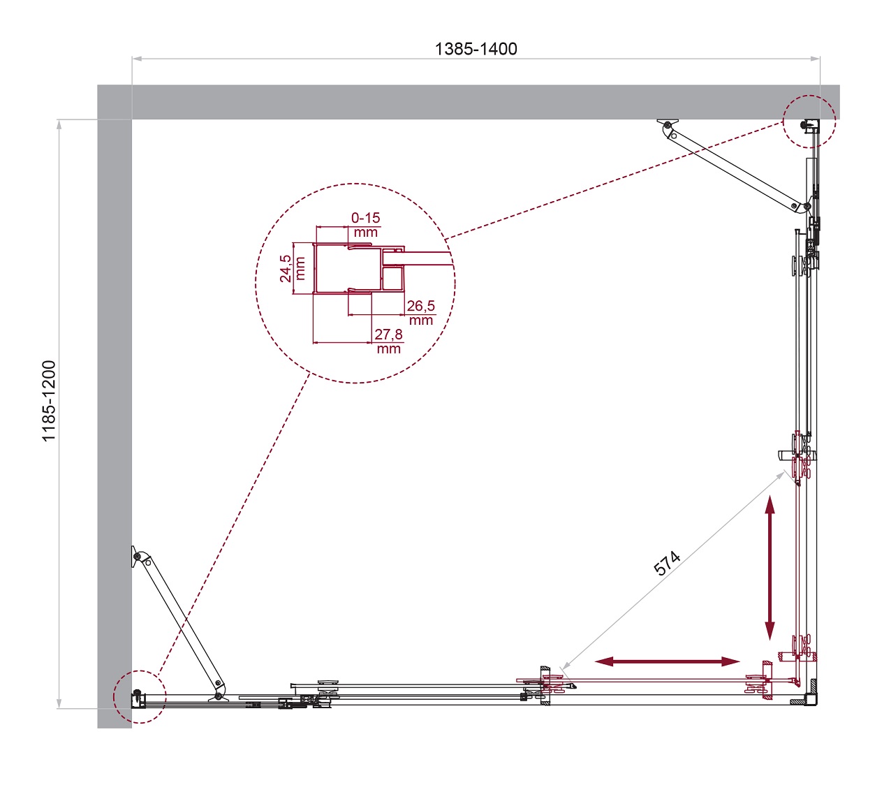 Душевой уголок LUCE-AH-22-140/120-C-Cr