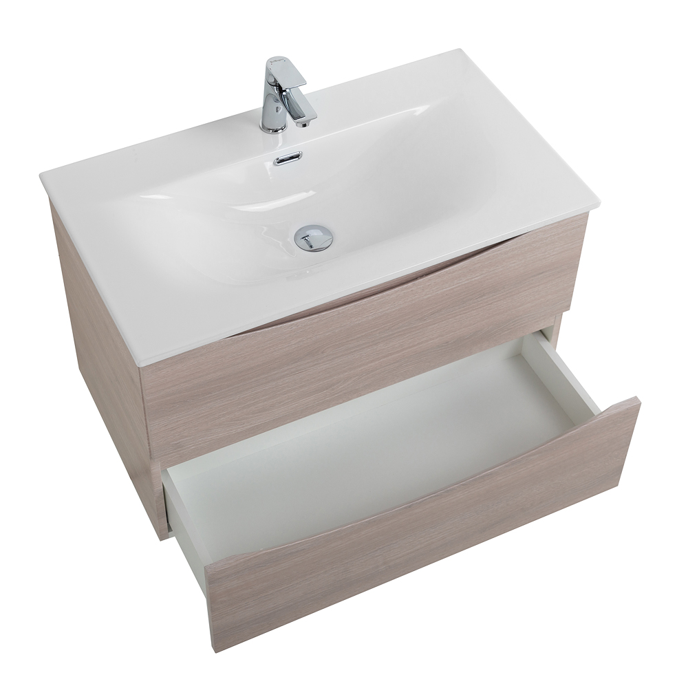 Тумба с раковиной подвесная BelBagno MARINO-CER-MINI-800-2C-SO-RG-P Rovere Grigio, раковина белая BB-8099-3-80